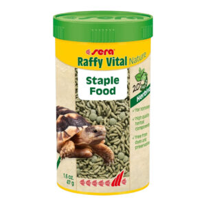 Sera Raffy Vital Nature staple food for herbivorous reptiles, featuring herb tablets for optimal nutrition.