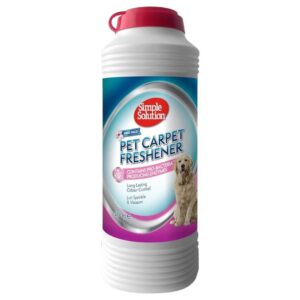 Simple Solution Pet Carpet Freshener 500g, designed to eliminate pet stains and odors with pro-bacteria and enzymes.
