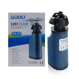 SOBO SK-03 Surface Skimmer with adjustable flow, designed for marine and freshwater aquariums, ensuring a clear water surface.