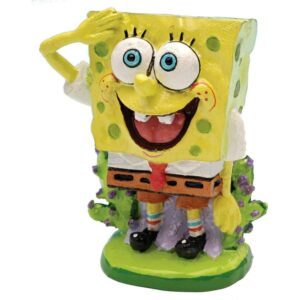 Mini SpongeBob SquarePants aquarium ornament, 5.08cm tall, made of durable resin, perfect for kids and pets.