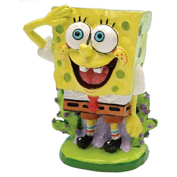 Mini SpongeBob SquarePants aquarium ornament, 5.08cm tall, made of durable resin, perfect for kids and pets.