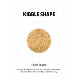 Round-shaped kibble for Ultra Dog Special Diet Weight Control highlighting natural ingredients and varied color.