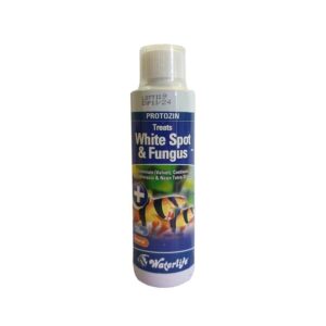 Waterlife Protozin bottle for treating White Spot and Fungus in aquariums, effective against parasites and fungal infections.