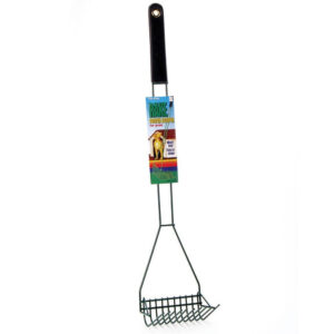 Wee Wee Wire Rake Dog Pooper Scooper for easy grass cleanup with rubber handle and spaced metal prongs.