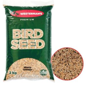 Westerman's Mixed Canary bird seed 2kg bag featuring premium quality seeds for a balanced diet for canaries.
