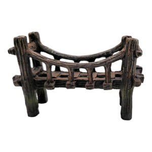 Wooden Bridge Aquarium Ornament: intricately designed curved wooden bridge for aquarium decor and fish hideaway.