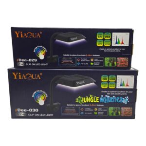 YiAqua Clip-On LED Lights models Dee-029 and Dee-030 for optimal fish and plant conditions, energy-saving and adjustable.